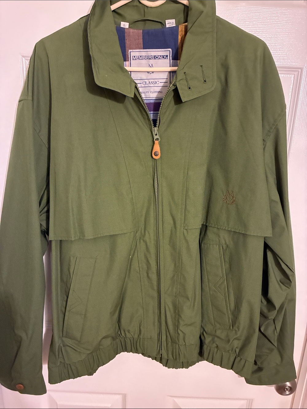 Members Only Olive Green Windbreaker Jacket